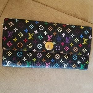 Authentic LV Porto Foyu Sarah Wallet Multi Color